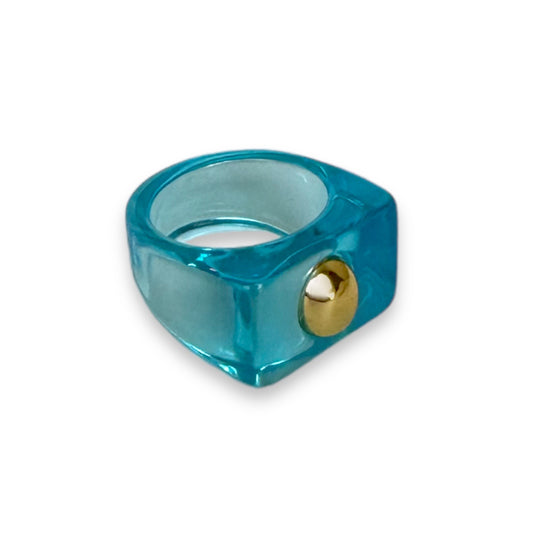 GOLD DOT CLEAR BLUE RING